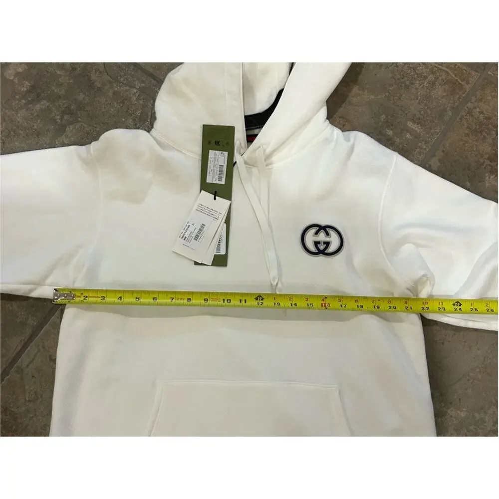 Men's Gucci embroidered interlocking G cotton hoodie size XL made in Italy